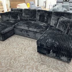 Black Corduroy Sectional 
