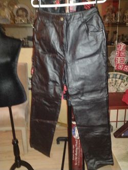 Ladies Genuine Black Leather Pants