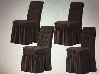 Dinning Chair Covers with Attached Skirt  Total 8 Pieces 