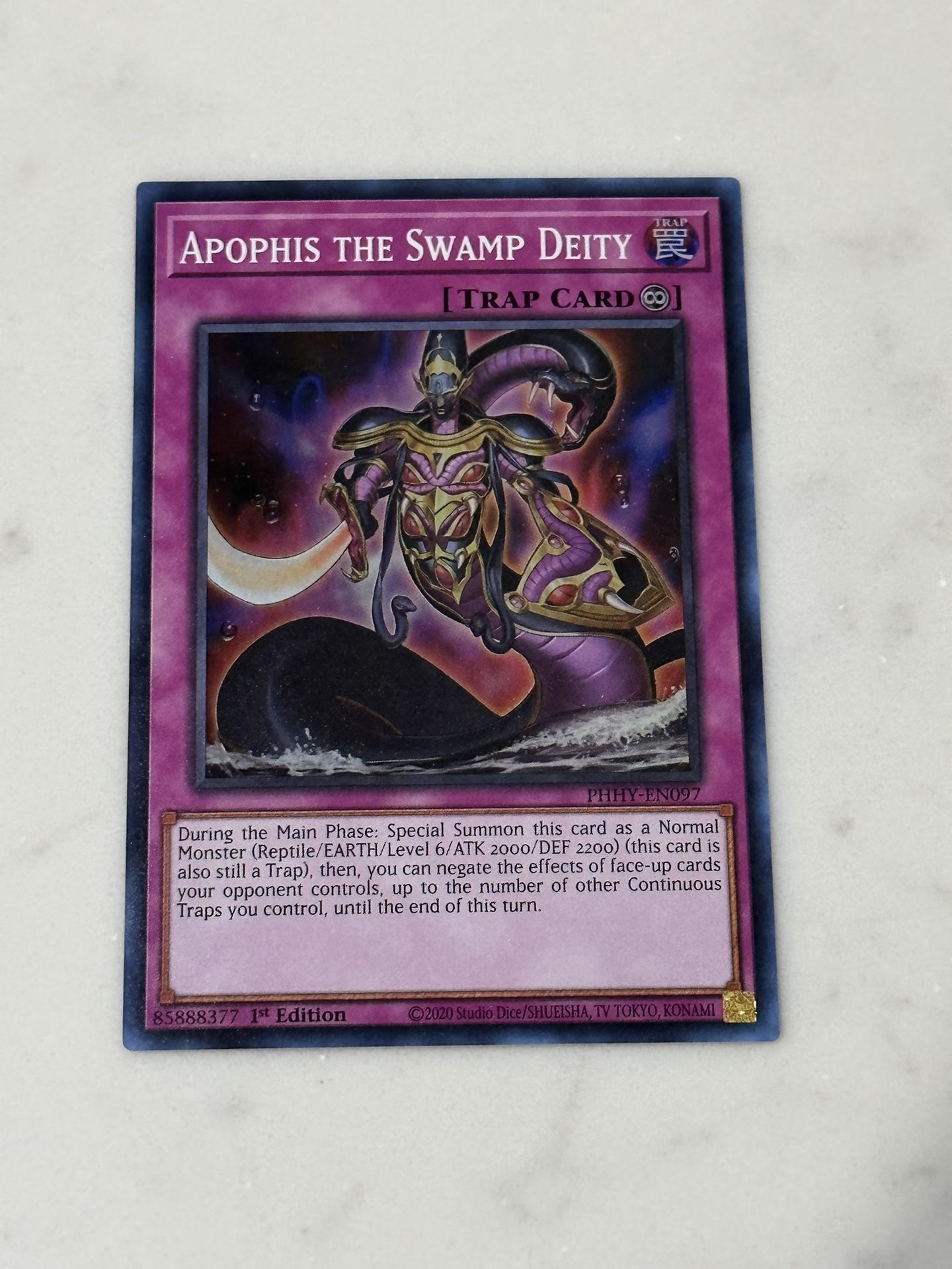 apophis yugioh card PHHY-EN097 - the Swamp Deity - Super Rare up to the number of other Continuous Traps you control Yugioh Apophis the Swamp Deity