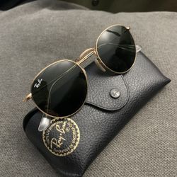 RayBan Round Titanium Gold Polarized SunGlasses