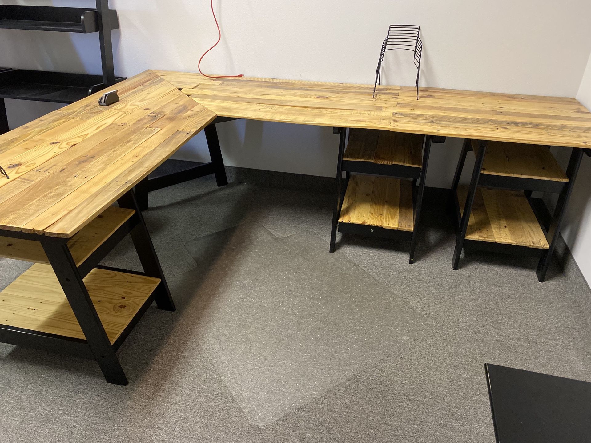 Custom wooden L-shaped desk