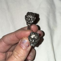 Vintage 925 Sterling Silver demon face cuff links