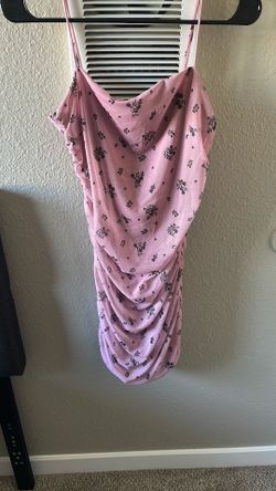 Pink With Black Flowers Dress Size L