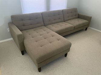 Gray Tufted Sectional Sofa with Chaise