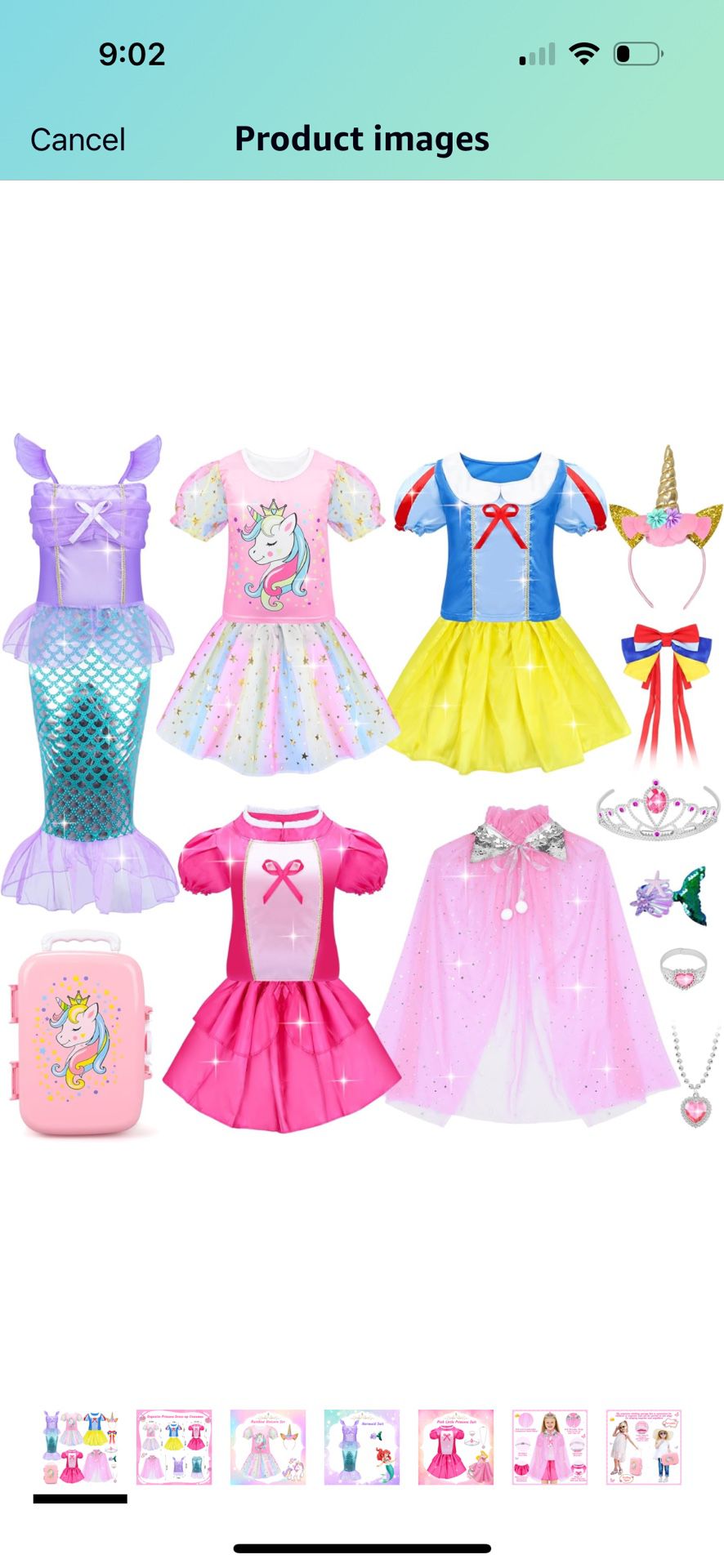 16 Pcs Princess Dress Up Clothes