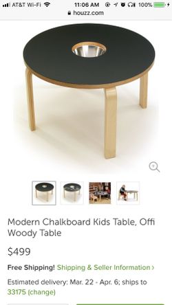 Modern Chalkboard Kids Table & 3 storage plastic chairs.