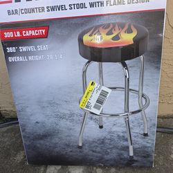 Shop stool. Flames patterns. Unopened
