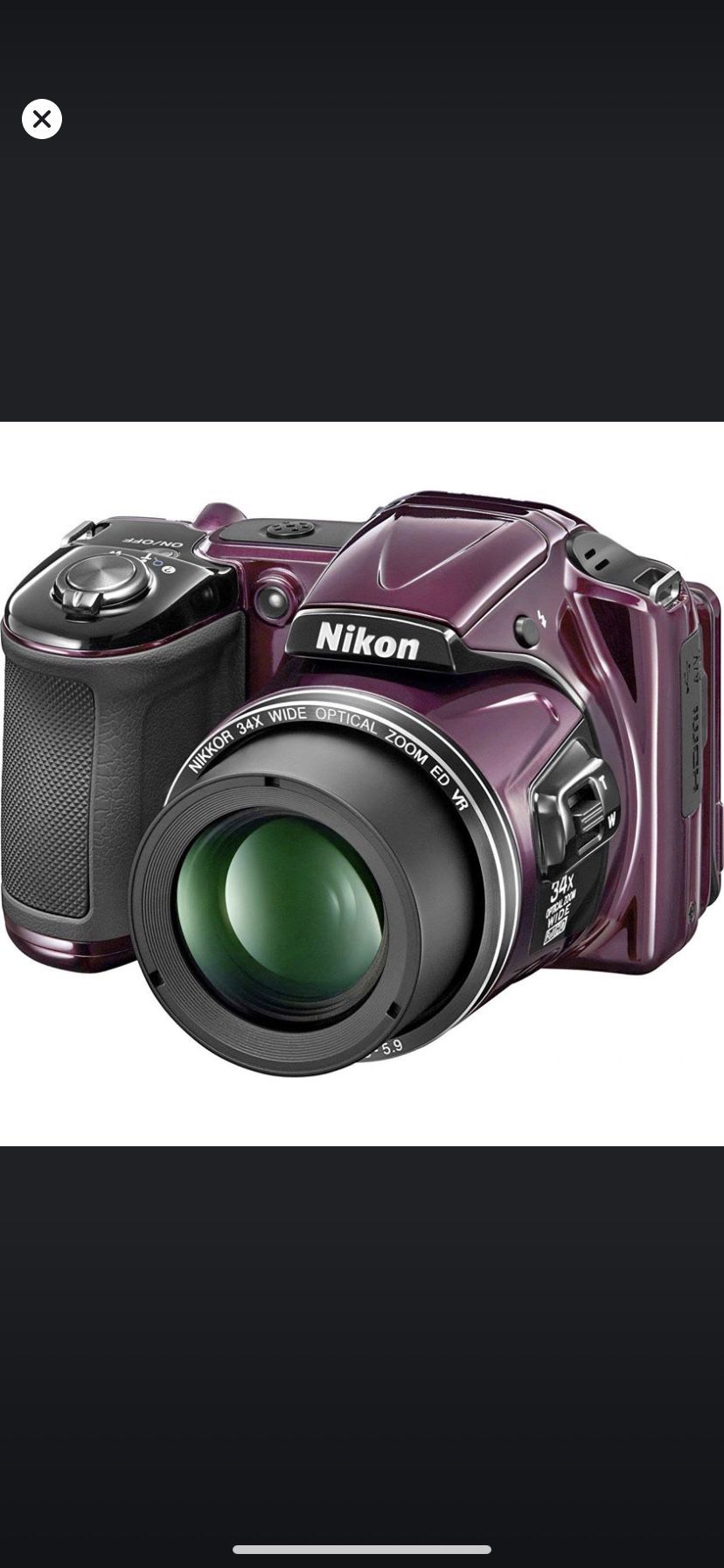 Nikon COOLPIX L830 16 MP Digital Camera with 34x Zoom NIKKOR Lens and Full 1080p HD Video (Plum)