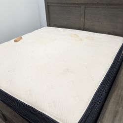 King mattress + box spring+ wood bed frame
