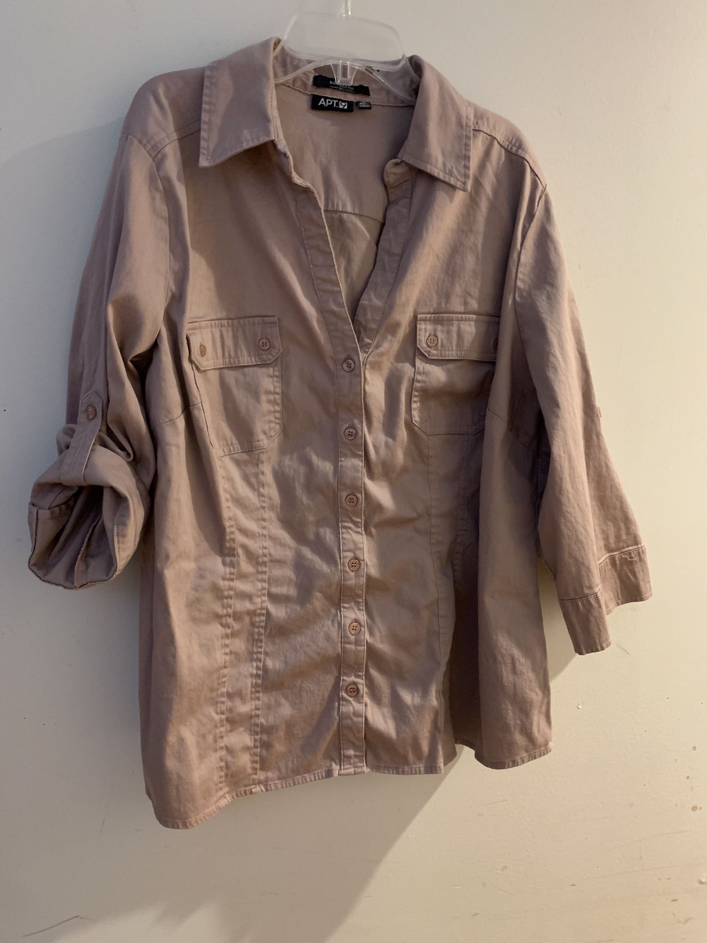(C-123) Apt 9 Essential Shirt. Tan Size 2X $6.00