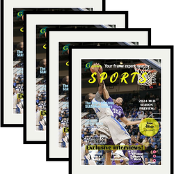 Goldfinch 4 Packs Sports Magazine Frames Displays Magazines Measuring 8.5 x 11.25 inches with White Core Matting,High Glossy Frame with Installed Hang