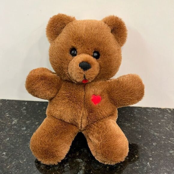 DAKIN Brown HEART THROB Teddy Bear 10’ Plush Red Bow Vintage Stuffed Animal 1985 