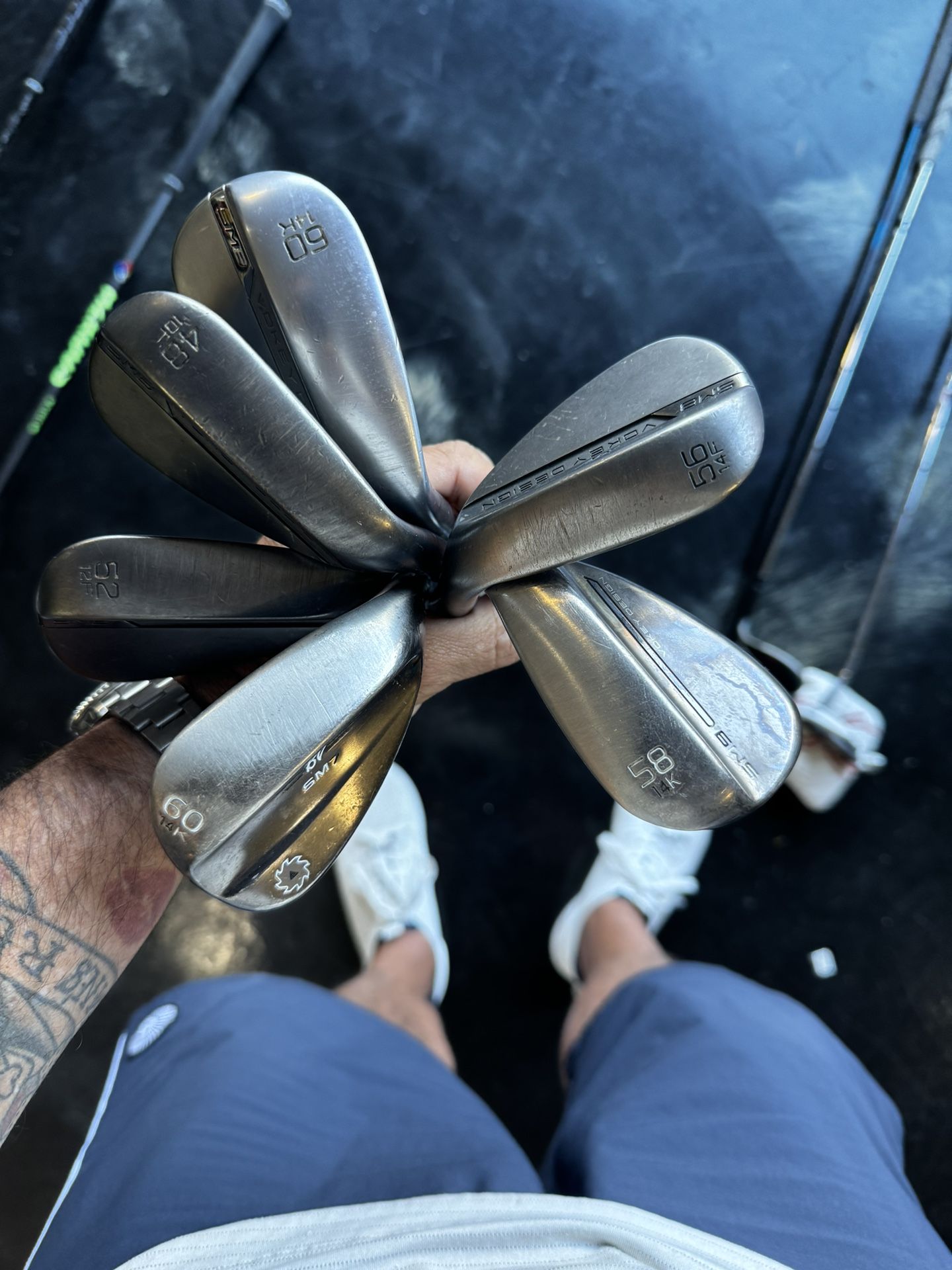 Golf Clubs, Cart bag, Drivers Vokey Wedges - Like New