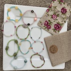 Semiprecious & Glass Bead Bracelet $7 each 
