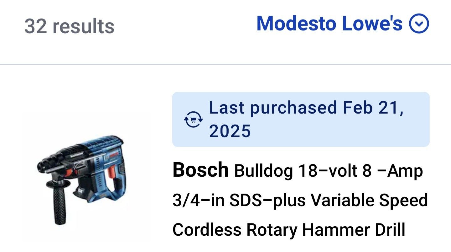 BOSCH BULLDOG ROTARY SDS+RT HAMMER DRILL 18V. NEW