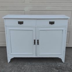 Buffet White Vintage Hutch Cabinet Sideboard