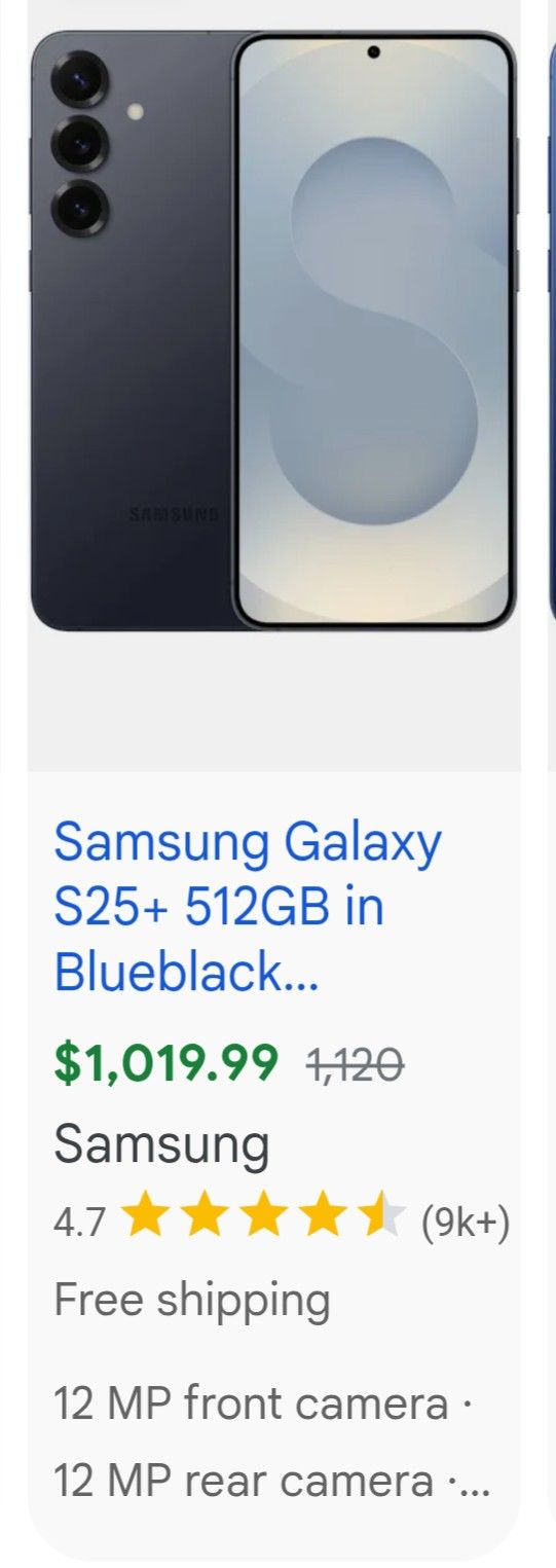 New S25+ 256GB Samsung Phone 