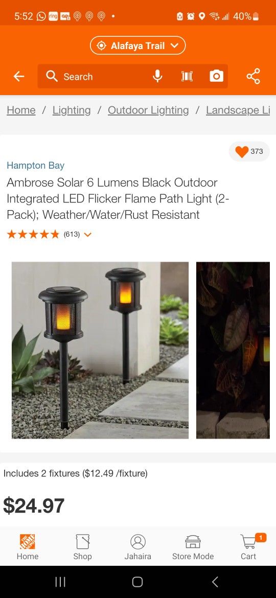 Hampton Bay
Ambrose Solar 6 Lumens Black Outdoor Integrated LED Flicker Flame Path Light (2-Pack Weather/Water/Rust Resistant