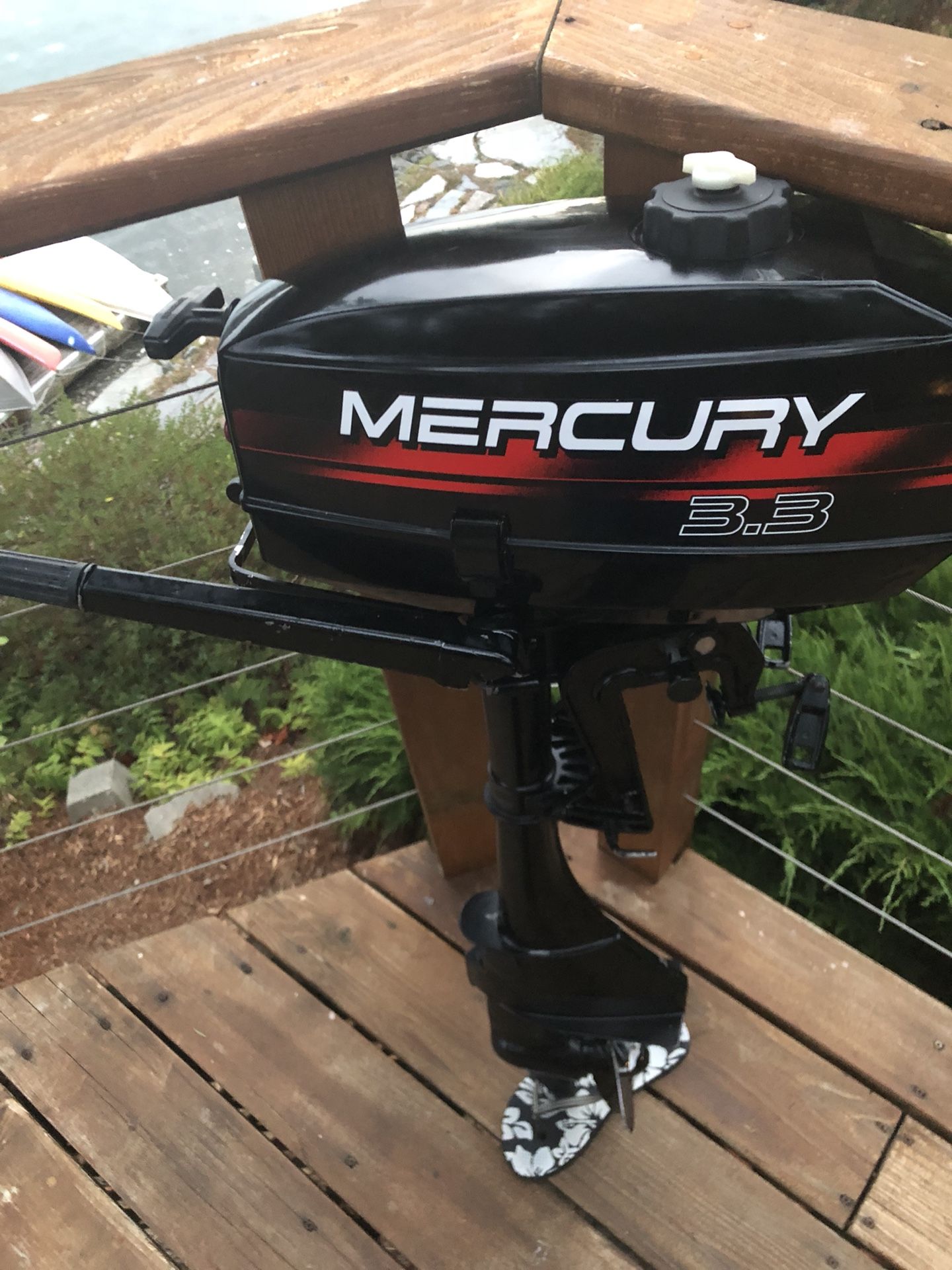 Mercury 3.3 hp boat motor, outboard, 2 stroke - immaculate condition - test out at waterfront house, with boat or in tub
