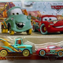 Disney Pixar Cars Diecast Mater & Lightning 2 Pack Race To Celebrate 