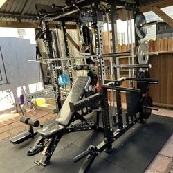Smith Machine 400 | Adjustable Bench | 245lb Cast Iron Olympic Weights | 7ft Olympic Bar | Fitness | Gym Equipment | FREE DELIVERY/INSTALLATION 🚚 🛠️