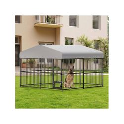 WhizMax Dog Kennel Outside Heavy Duty Outdoor Dog Cage House With Weatherproof Galvanized Iron Pet Playpen With Safety Locks UV and Water Resistant Fo