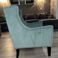 Teal Suede Modern Chairs