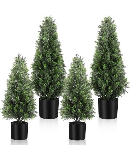 4 Pcs Artificial Pine Trees (1.5 Ft & 2 Ft)