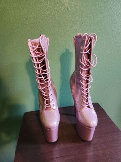 Pleasers Heels - Size 10 - Pink Glitter