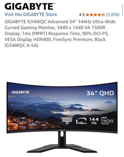 Gigabyte 34”QHD Ultrawide Gaming Monitor