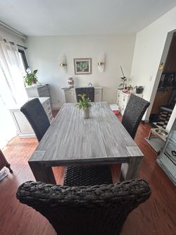 Modern Rustic Dining Table Set – 4 Chairs Included | Delivery Available