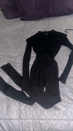 Black Ribbed Knit Jumpsuit snatched.
