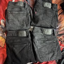   “4 Jeans Bundle – American Eagle Outfitters + Levi’s 510 – Black Ripped Pair Worn Once”