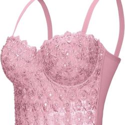 Medium Corset Pink Sequin Rhinestones