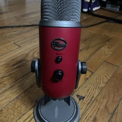 Satin red blue yeti mic