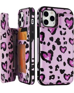 Iphone 12 Phone Wallet Case With Hearts