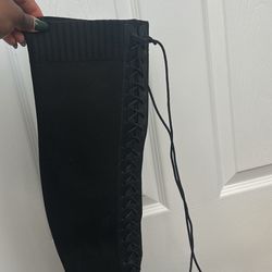 Black Over-the-Knee Lace-Up Boots (Size 7/38) – New