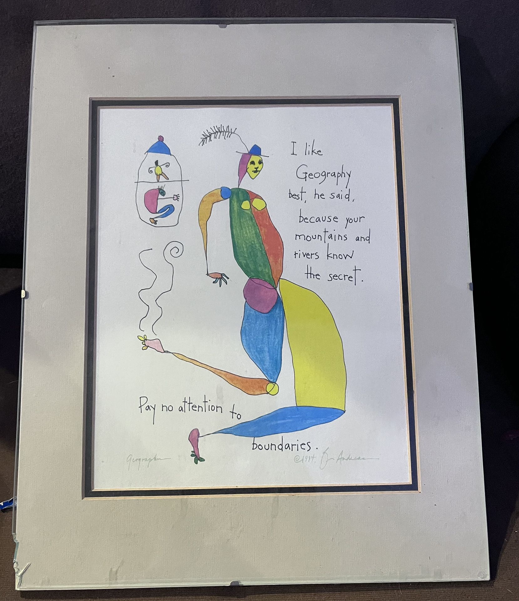 Vintage Art print titled "Geographer" by Brian Andreas, part of his "StoryPeople" collection