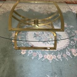 Coffee Table Brass Gold Top Glass 42 Inch 
