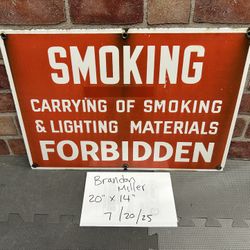 Signs Porcelain Original Gas Oil No Smoking Advertising 