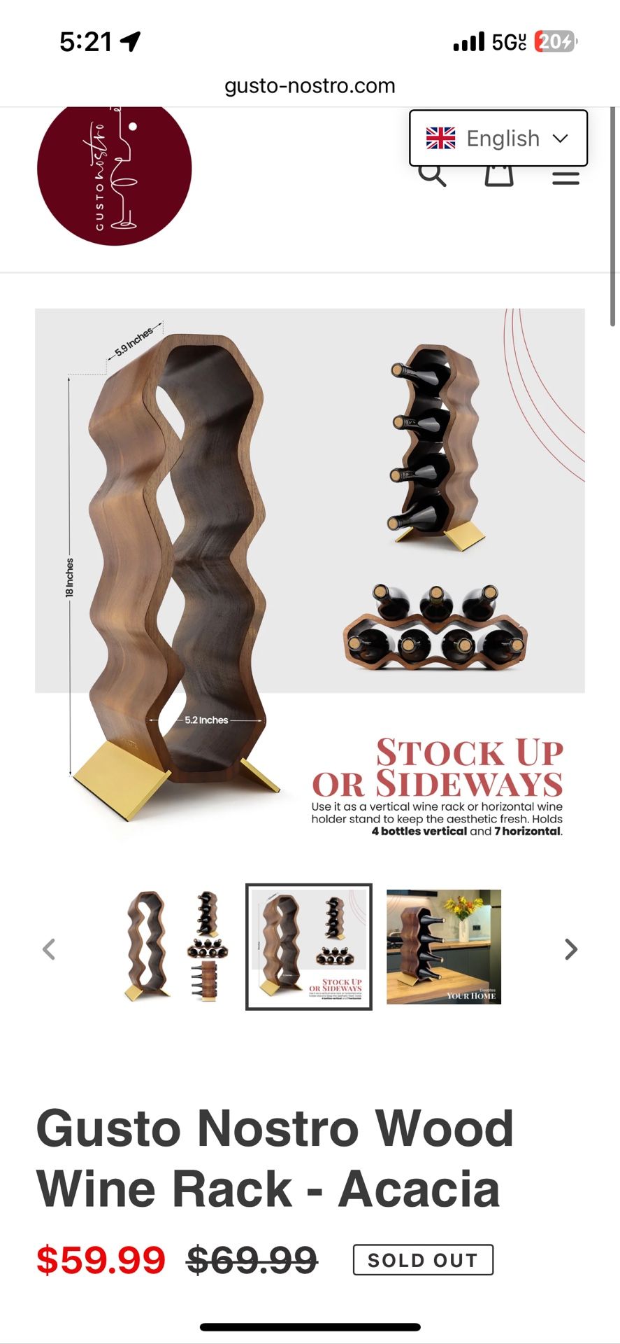 (2) Gusto Nostro Wine Rack
