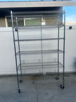 6-Tier Chrome Wire Shelving Rack on Wheels