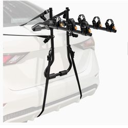 Goplus 3-Bike Mounted Rack, Trunk Mount Bike Rack with Adjustable Length and Angle, Protective Cradles, Fix Straps, Car Bicycle Rack Carrier, Compatib