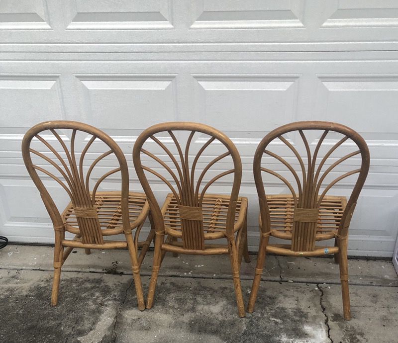 Set of (3) bamboo kitchen chairs