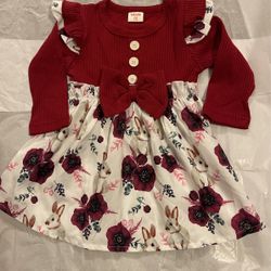 Baby Girls Burgundy 2 Pc Dress Size  3/6 Mos NIB