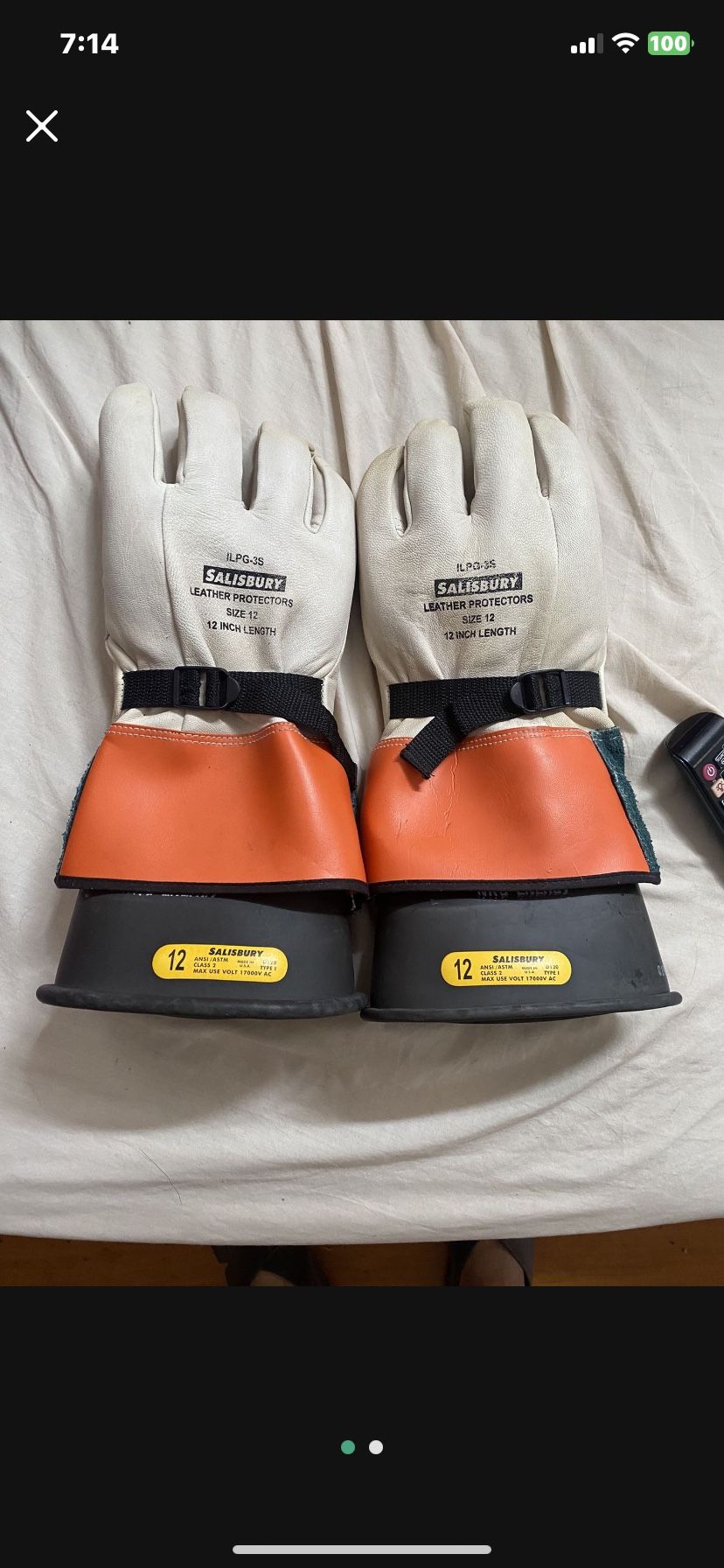 Electrical Glove Kit: 17,000V AC / 25,500V DC, 14 in Glove Lg, Black/Red, Salisbury GK214RB, Class 2