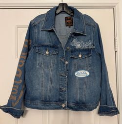 Von Dutch Jean Jacket light wash with brand decals NEW size LG