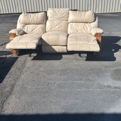 A Beige Three Seat Recliner. Good Condition. And Smoke 