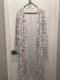 White Feather Print Kimono Size Large